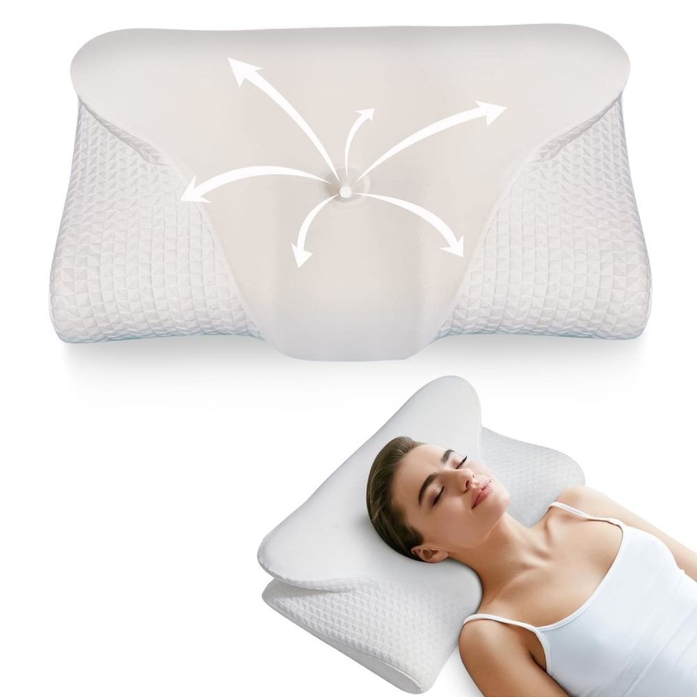 Chrissy Cervical Memory Foam Pillow For Neck and Shoulder Side, Back And Stomach